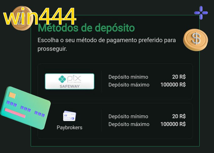 O cassino win444bet oferece uma grande variedade de métodos de pagamento